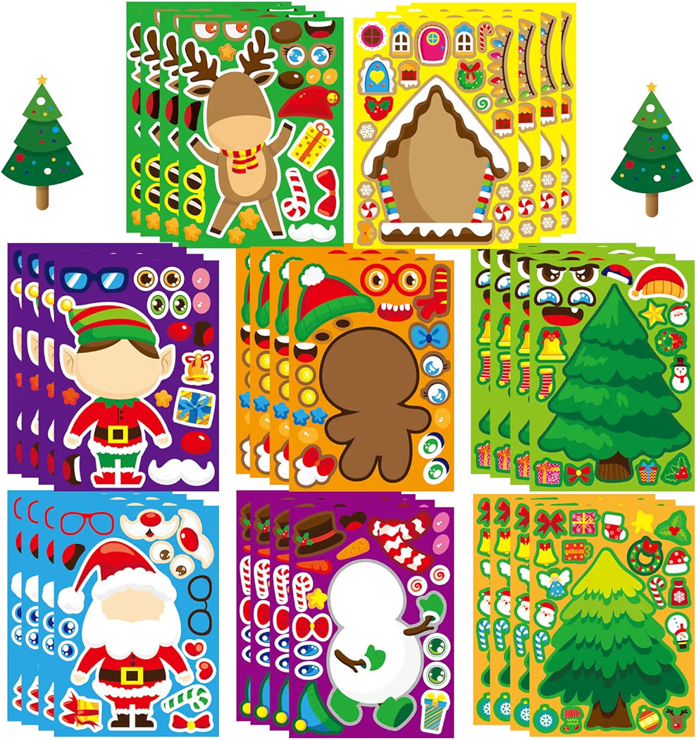 Amazon.com: 32 Sheets Christmas Stickers for Crafts Make Your Own Characters Mix and Match Sticke... | Amazon (US)