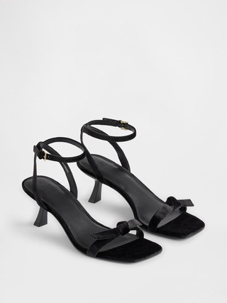 Velvet Bow Open-Toe Strappy Kitten Heels | Gap (US)