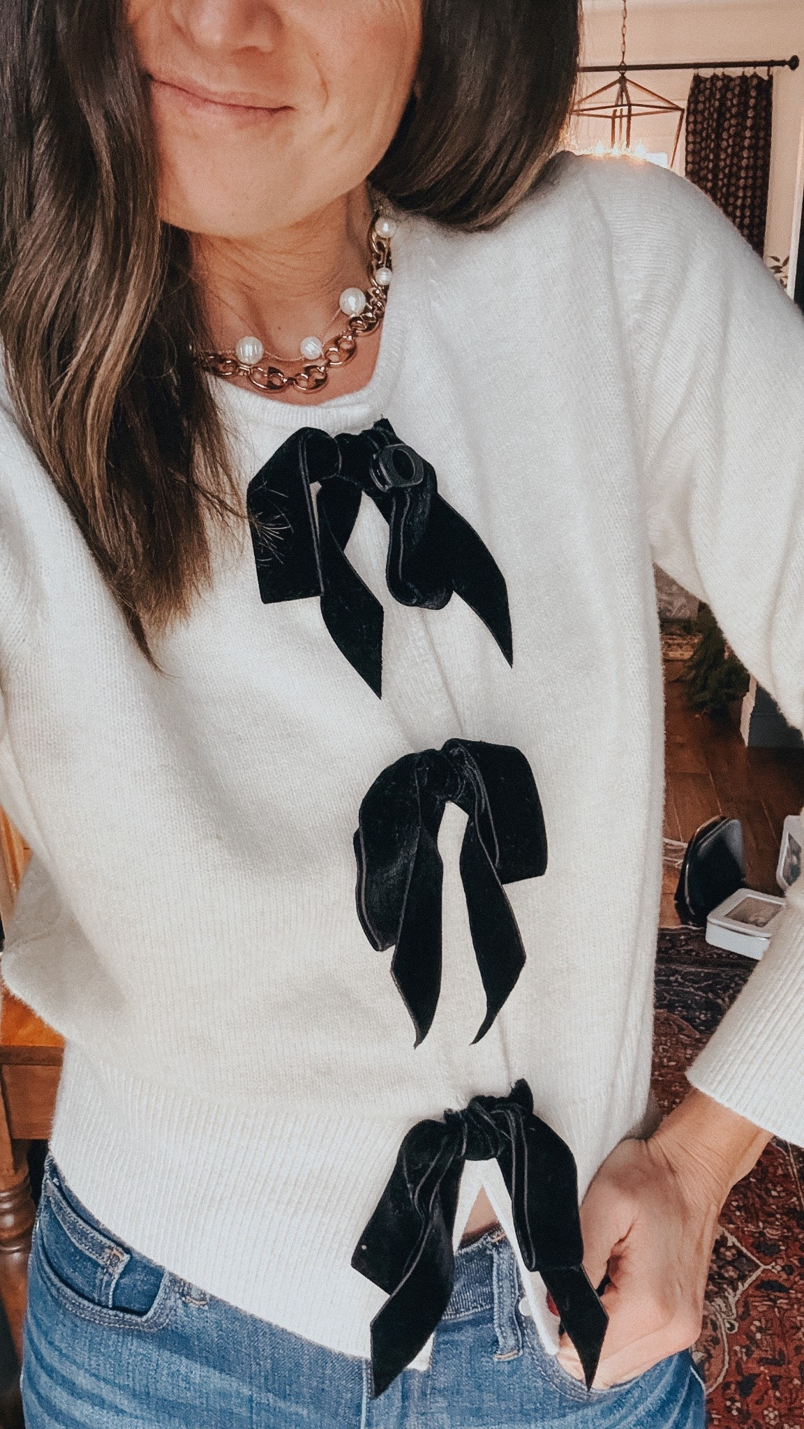 The perfect holiday bow sweater! 

#bowsweater #holidaysweater #seasonalsweater #ootd 

#LTKHoliday #LTKSeasonal #LTKootd