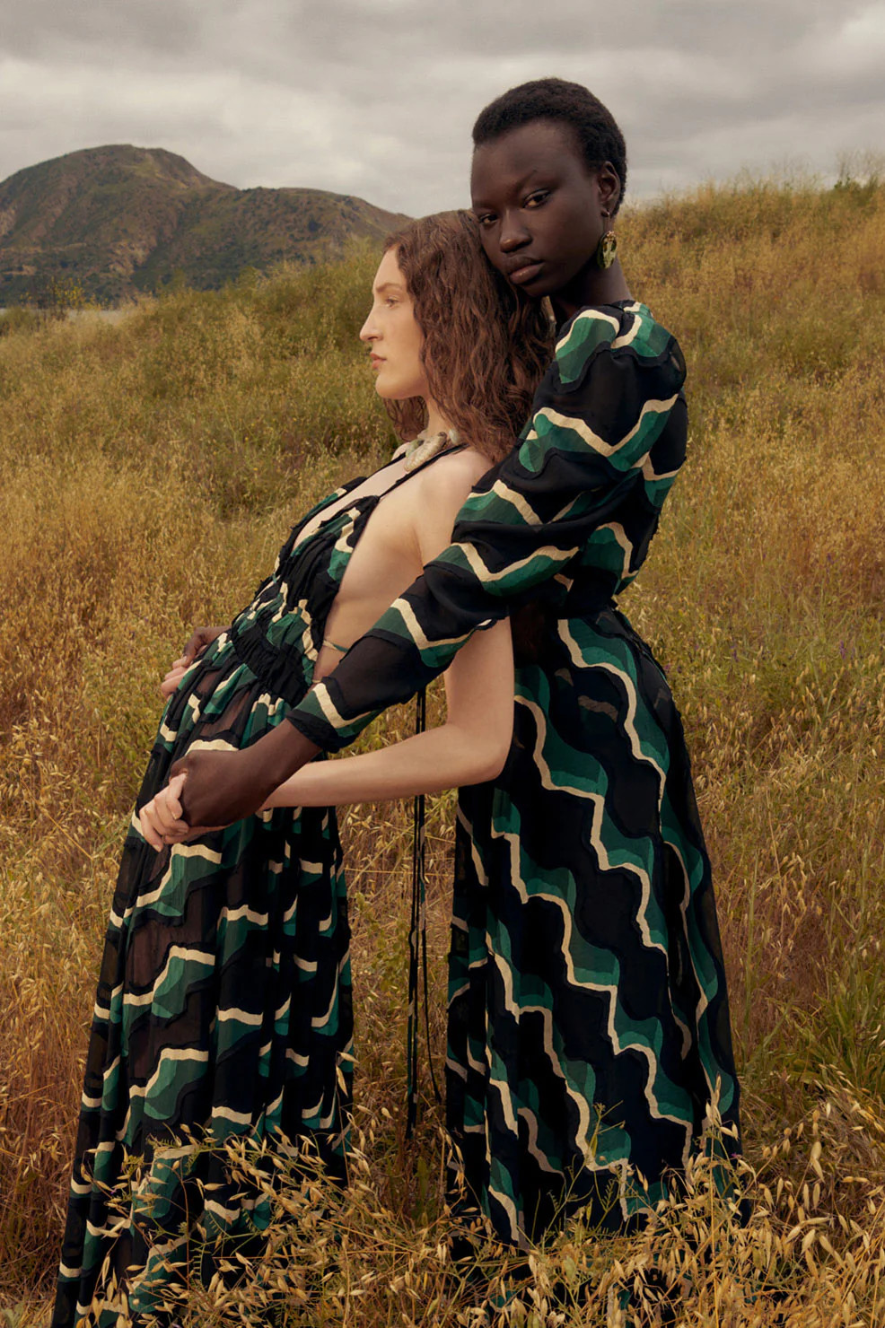 Black Printed V-Neck Gown | Ulla Johnson