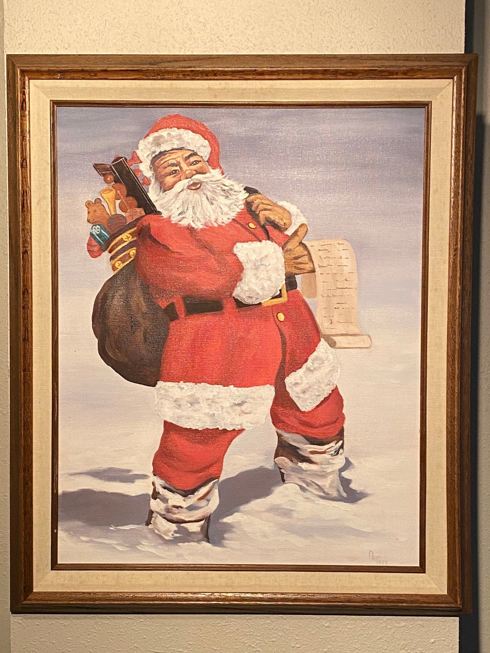 SALE ! SANTA Claus Original Oil Painting Christmas Gallery wood framed fine art estate gallery si... | Etsy (US)