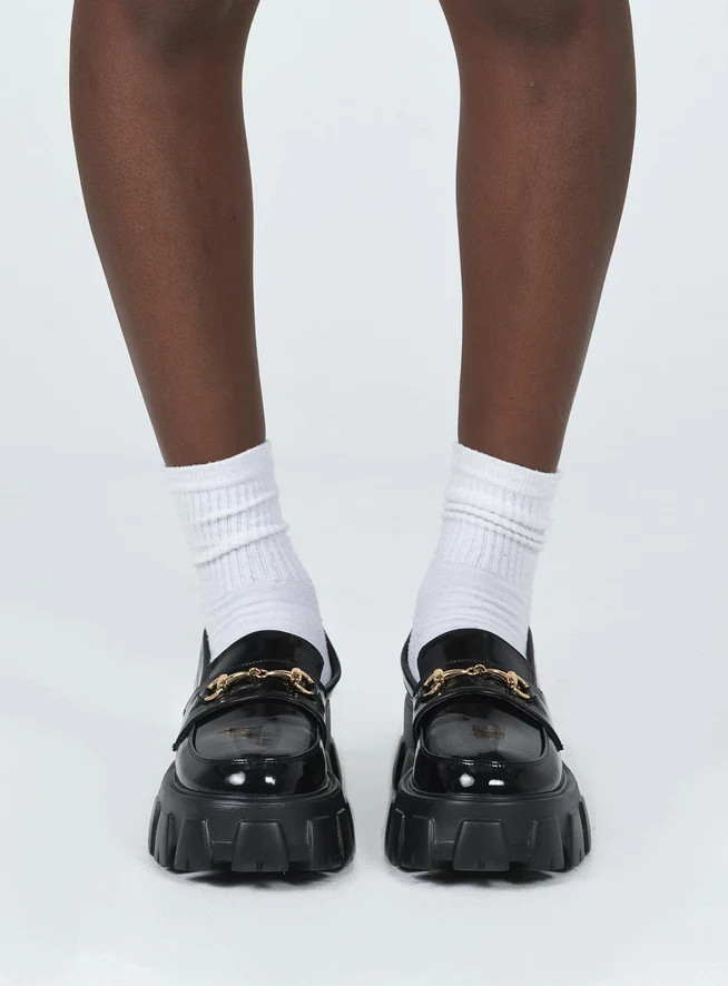 Penny Lane Loafer Black High Shine | Princess Polly US