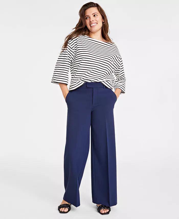 On 34th Women's Double-Weave Wide-Leg Pants, Regular and Short Length, Created for Macy's - Macy'... | Macy's