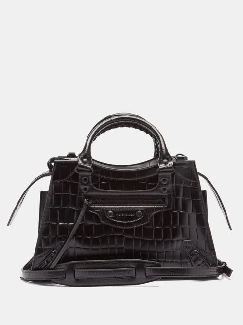 Balenciaga - Neo Classic City Crocodile-effect Leather Bag - Womens - Black | Matches (US)