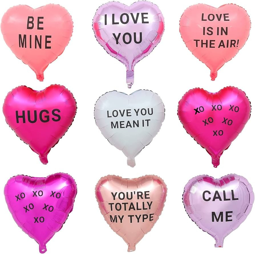 18 pcs Heart Balloons 18" Foil Love Balloons with Letter Mylar Balloons heart balloons for Valent... | Amazon (US)