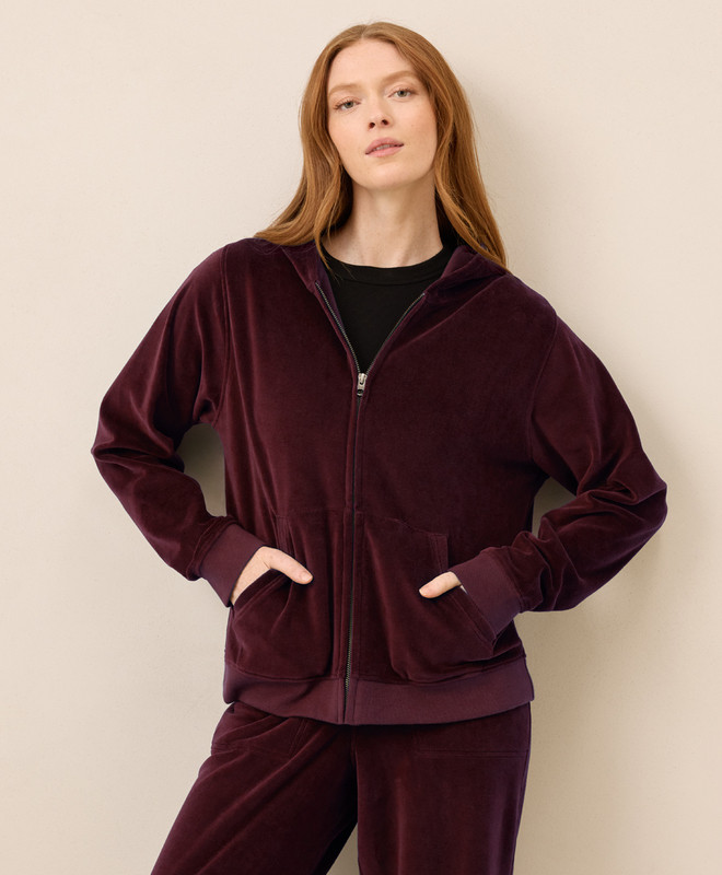 Women’s Pure Velour Zip Hoodie made with Organic Cotton | Pact | Pact Apparel