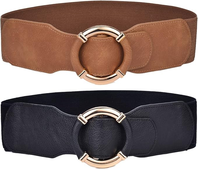 Beltox Women Elastic Belt Dress Stretchy Wide Waist Vintage Thick Cinch PU Leather | Amazon (US)