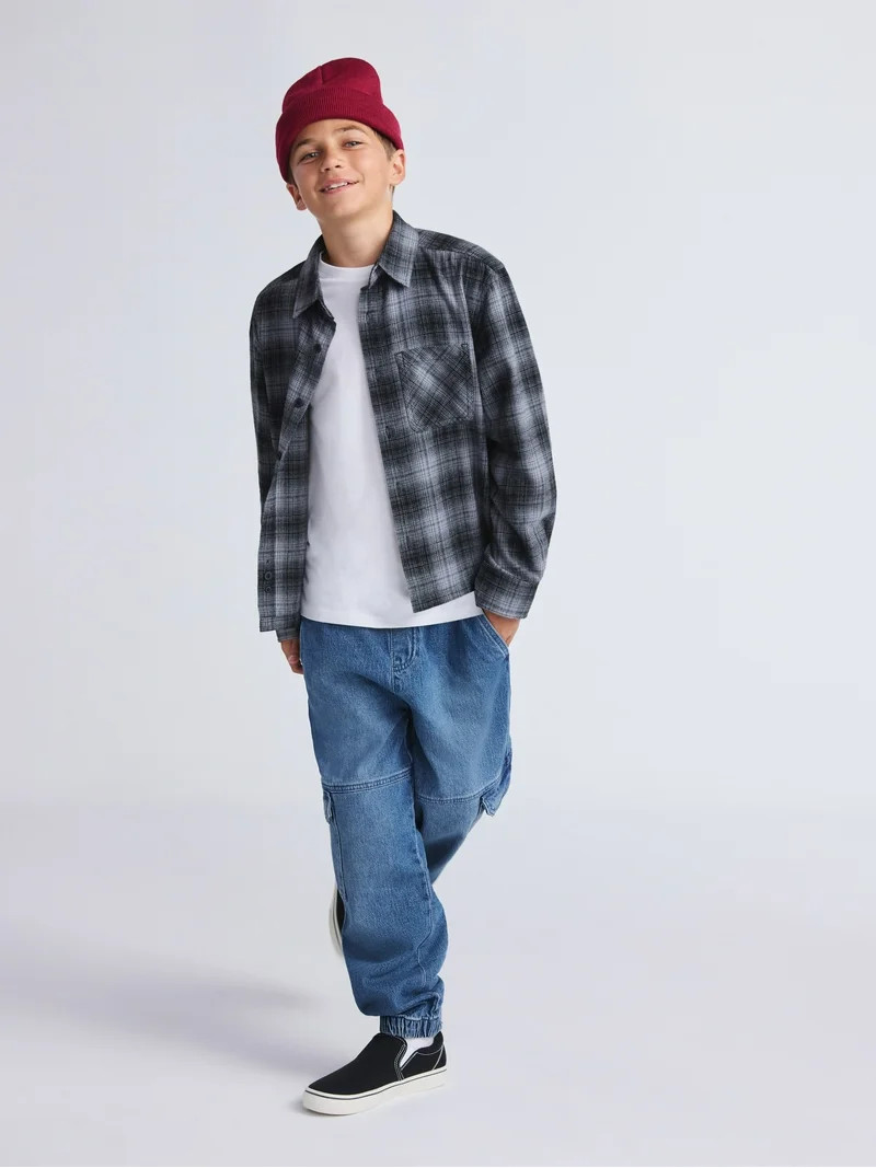 Weekend Academy Boys Flannel Long Sleeve Shirt, Sizes 4-18 | Walmart (US)