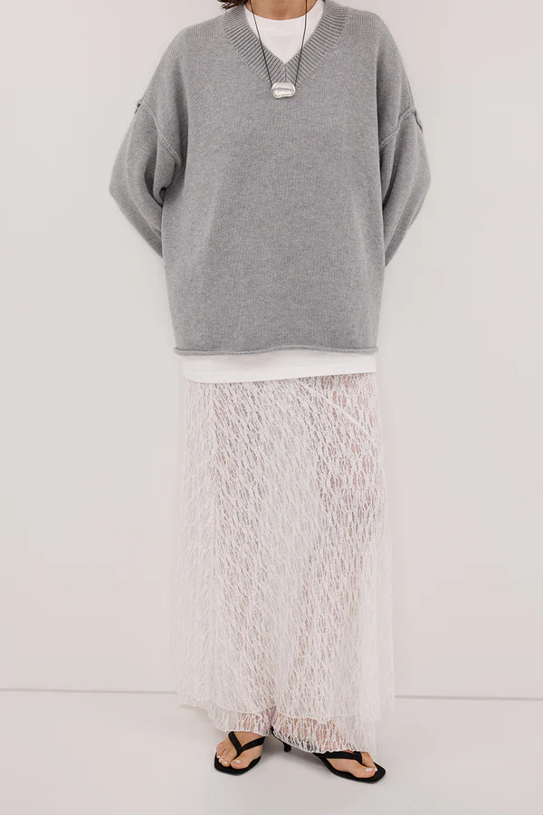 LIZZIE WHITE LAYERED LACE SKIRT | DISSH