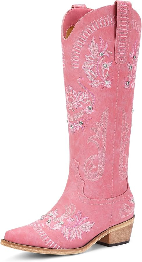 Lumeheel Cowboy Boots for Women - Knee High Western Cowgirl Boots, Sparkly Rhinestone Retro Count... | Amazon (US)