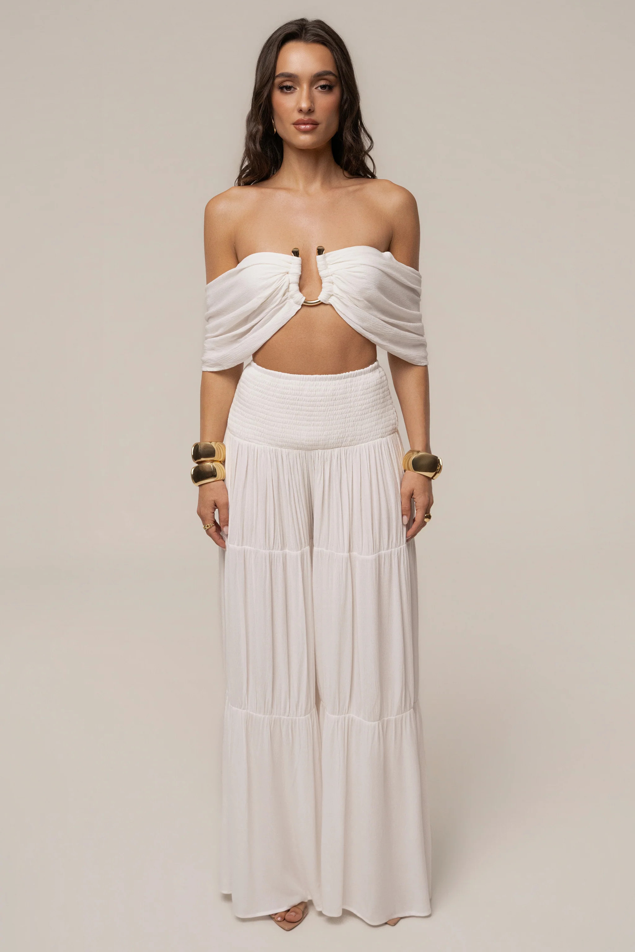 Ivory Hidden Gems Tier Pant Set | JLUXLABEL US