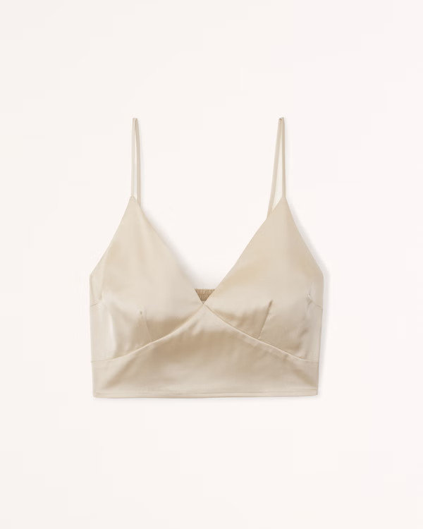 Women's Cropped Satin Top | Women's Matching Sets | Abercrombie.com | Abercrombie & Fitch (US)