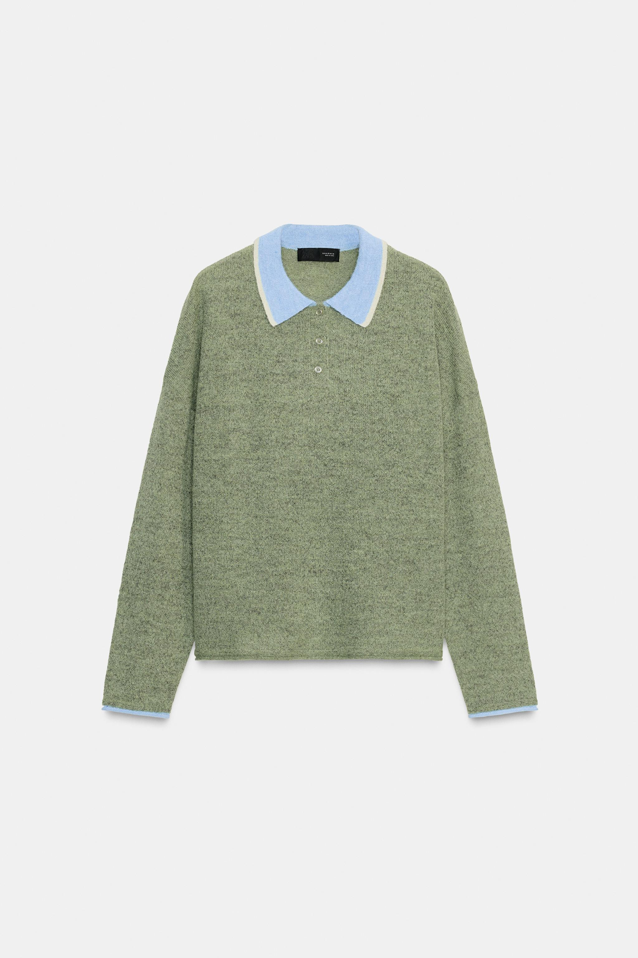 CONTRAST KNIT POLO SWEATER | Zara US