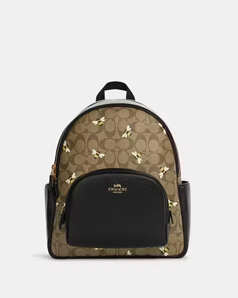 Court Backpack In Signature Canvas With Bee Print | Coach Outlet US