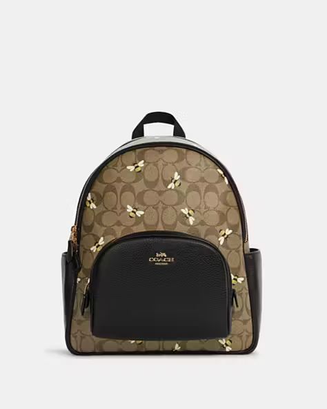 Court Backpack In Signature Canvas With Bee Print | Coach Outlet