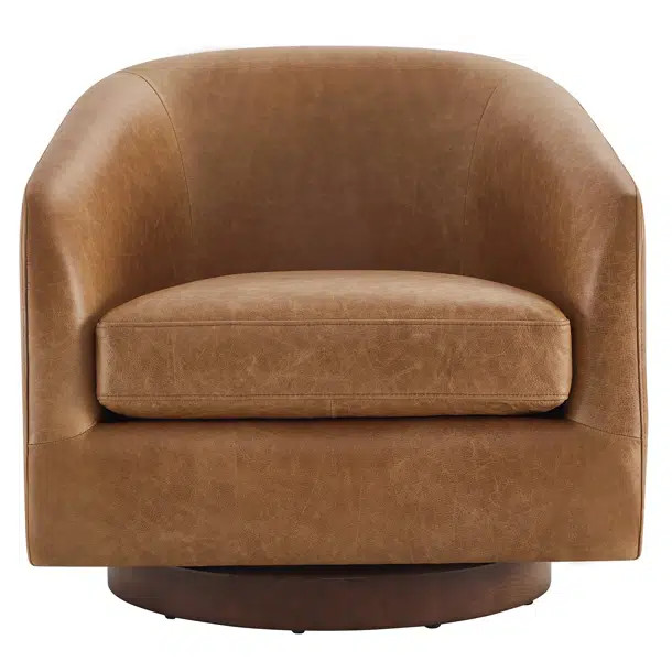 Bennett Genuine Leather Swivel Barrel Chair | Wayfair North America
