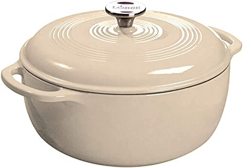 Lodge 7.5 Quart Enameled Cast Iron Dutch Oven with Lid – Dual Handles – Oven Safe up to 500° F or on Stovetop - Use to Marinate, Cook, Bake, Refrigerate and Serve – Sandalwood | Amazon (US)