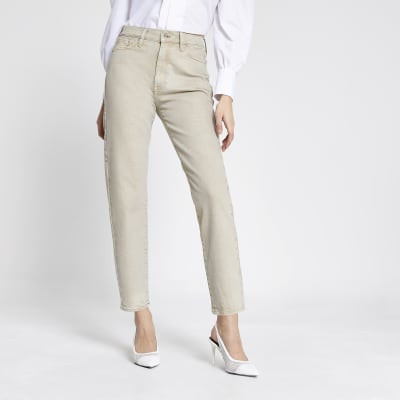Ecru Blair high rise straight jeans | River Island (US)