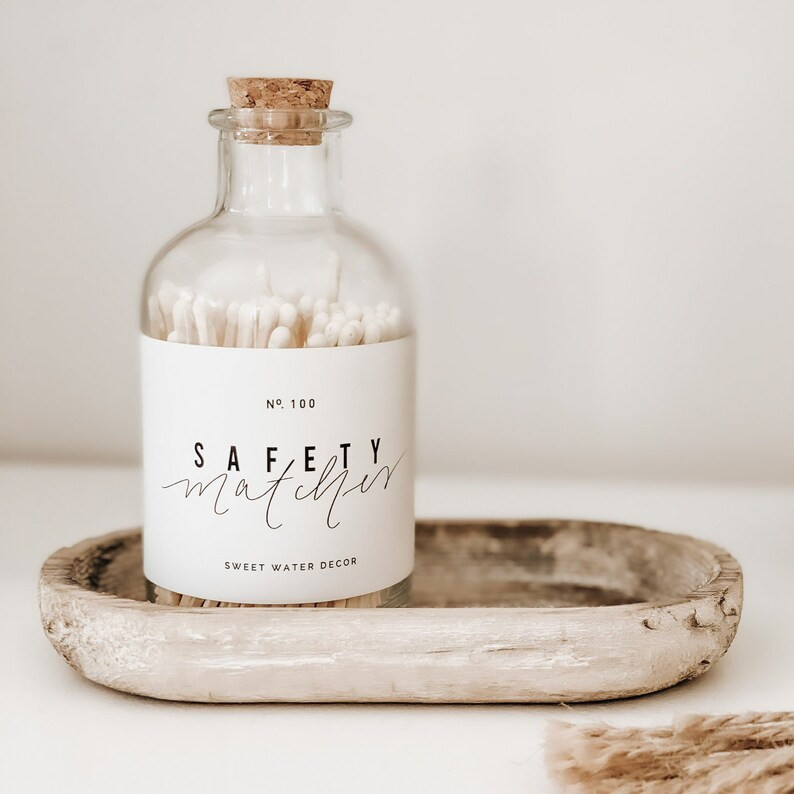 White Safety Matches Medium Apothecary Jar  Glass Match | Etsy | Etsy (US)
