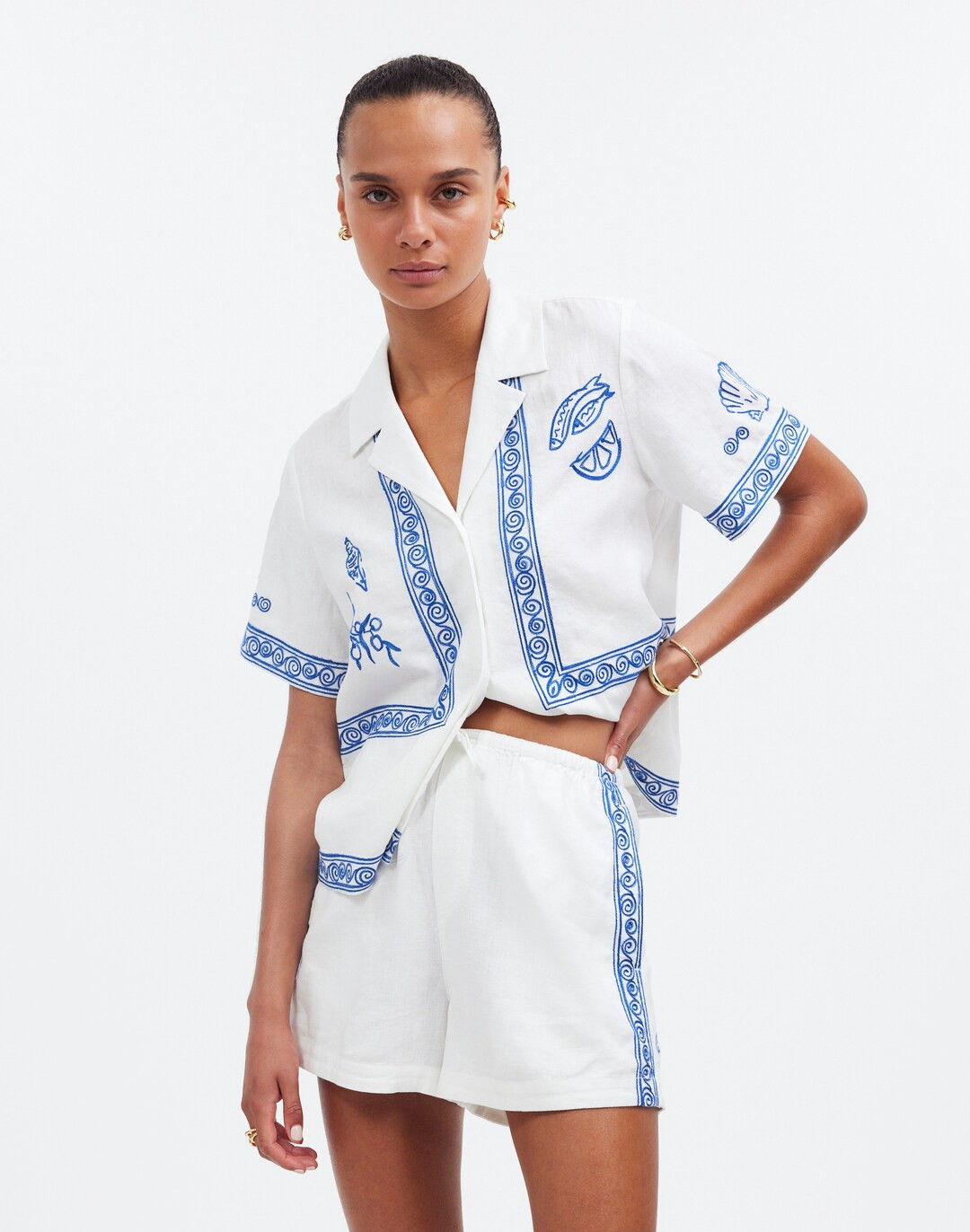 Madewell x Lisa Says Gah! Embroidered Drawstring Pull-On Shorts | Madewell