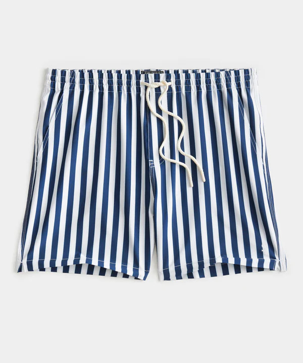 5" Montauk Swim Short in Navy Candy Stripe | Todd Snyder