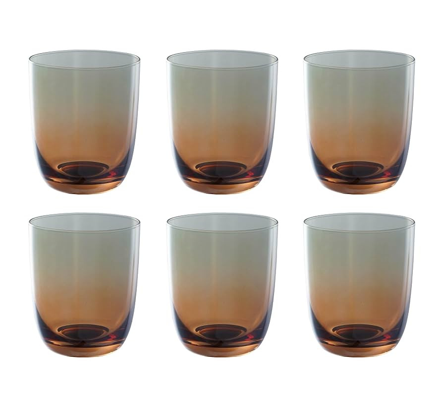 Bloomingville 10-Ounce Drinking Glass in Iridescent Finish, Amber Color and Green Ombre, Set of 6 | Amazon (US)