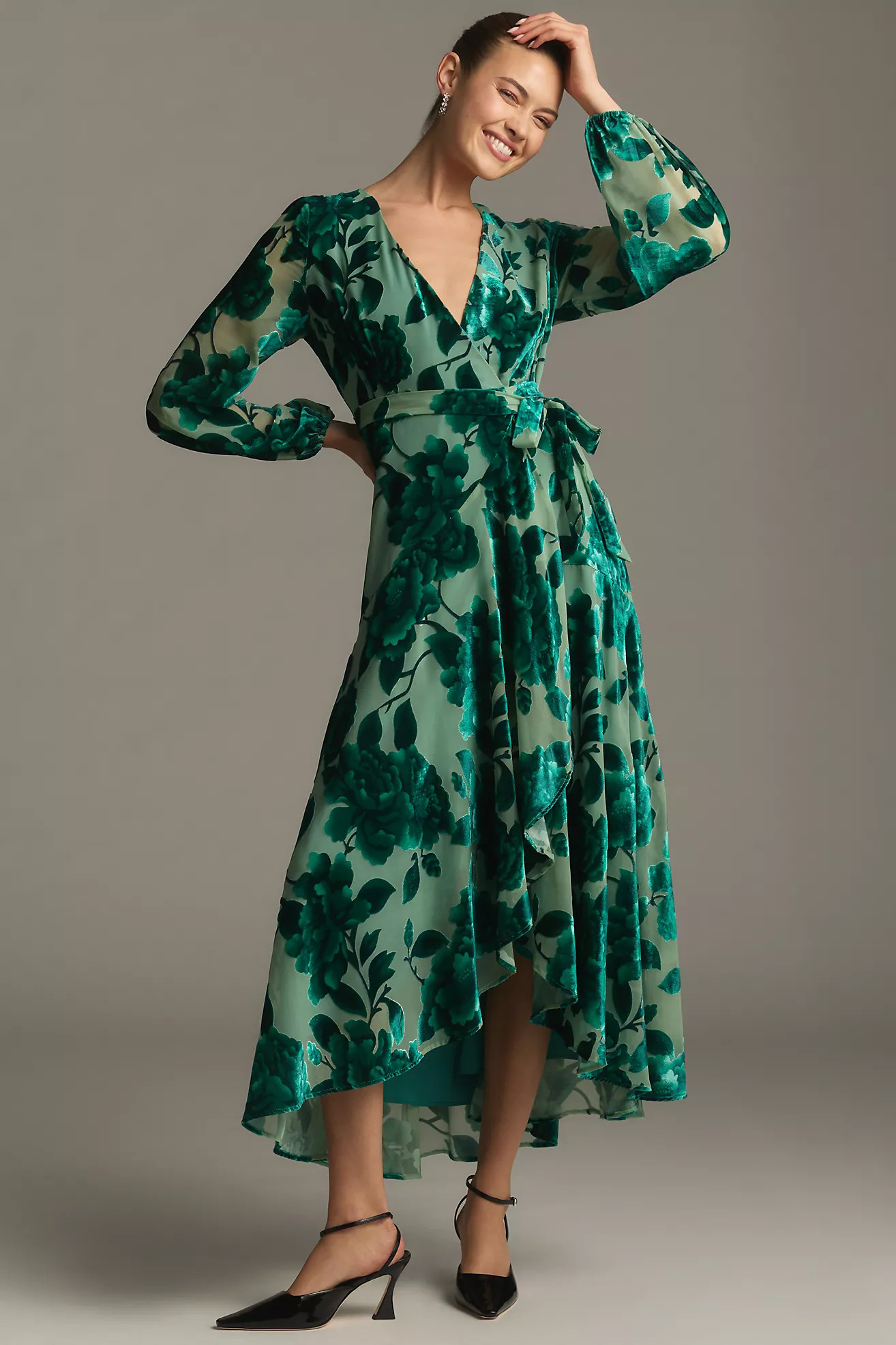 Hutch Long-Sleeve V-Neck Wrap Midi Dress | Anthropologie (US)