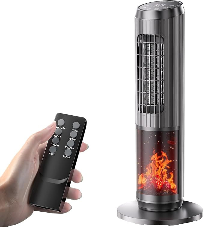 Space Heater - 1500W PTC Heaters for Indoor Use - Portable Heater with Thermostat and Remote - Ro... | Amazon (US)