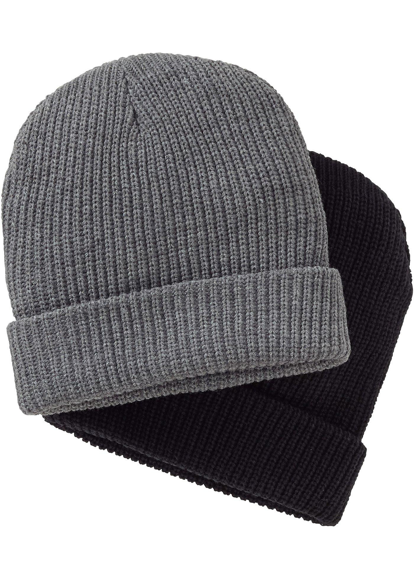 Lot de 2 bonnets parfaits pour les jours de froid - noir+gris | Bonprix FR