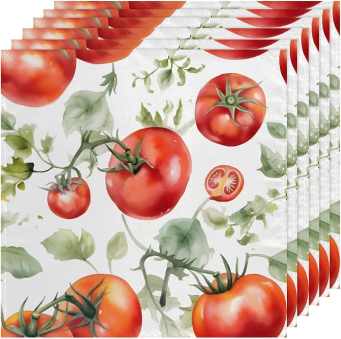 QsirBC Watercolor Tomatoes Leaves Cloth Napkins Set of 6 Reusable Washable Dinner Napkins 20x20 S... | Amazon (US)