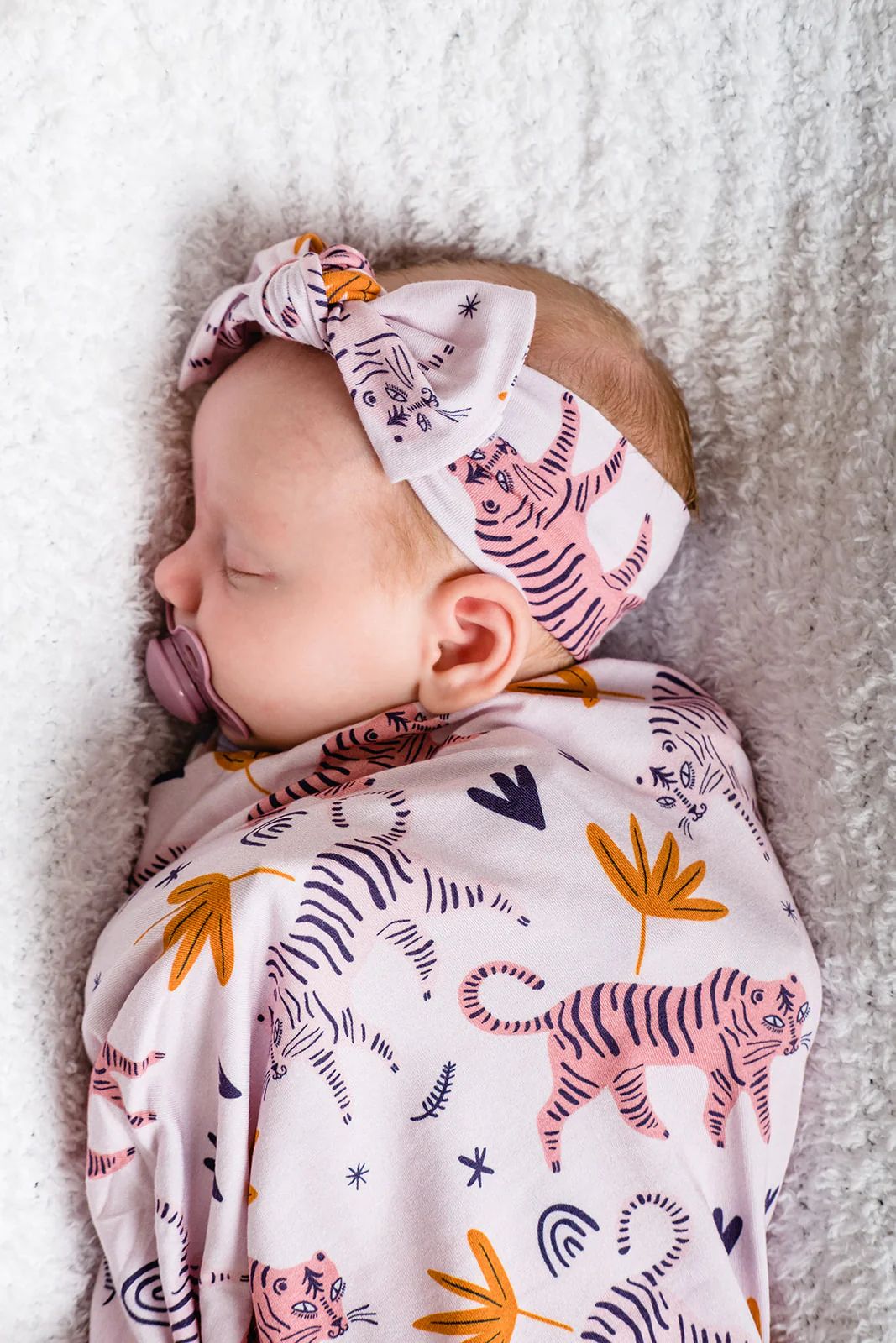 Pink Tigers Swaddle Blanket | Pax & Lucy