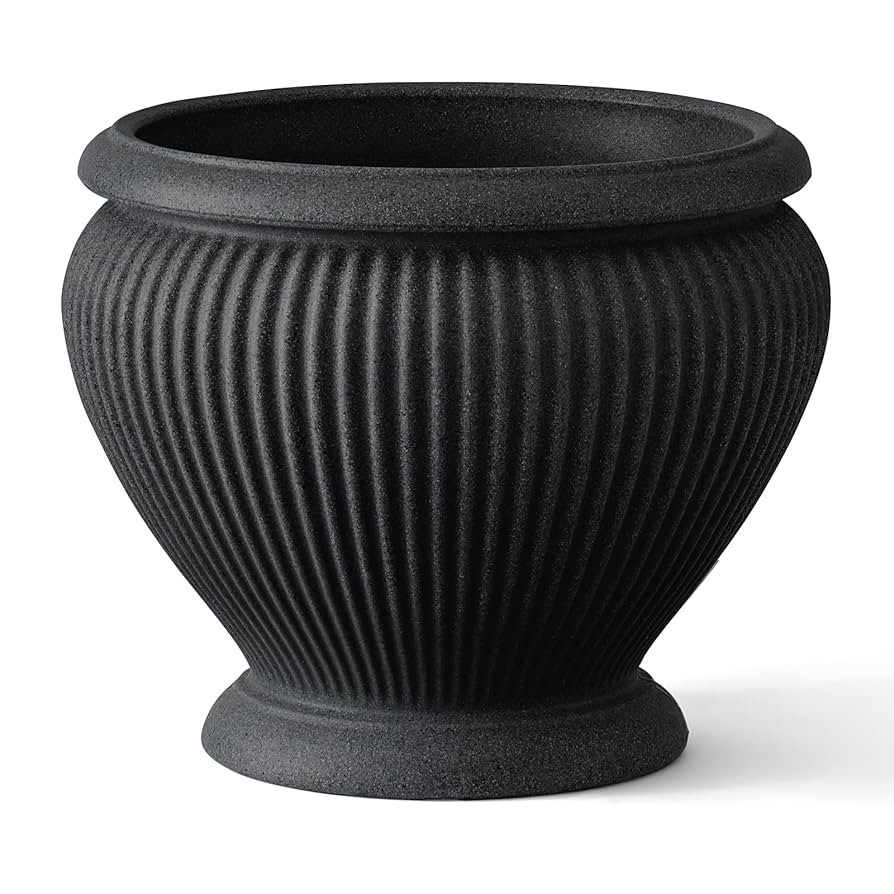ARBORA 18" Cannes Urn Polyresin Indoor and Outdoor Planter with Classic Black Finish - Durable, W... | Amazon (US)