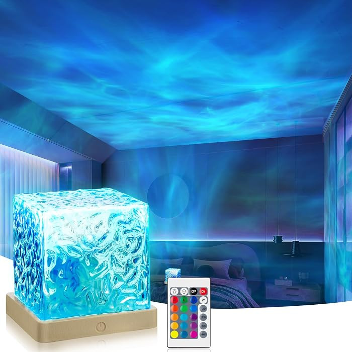 VoMii Ocean Wave Projector Light,16 Colors Luminorthe Cube Lamp with Dynamic Wave Effect,Northern... | Amazon (US)
