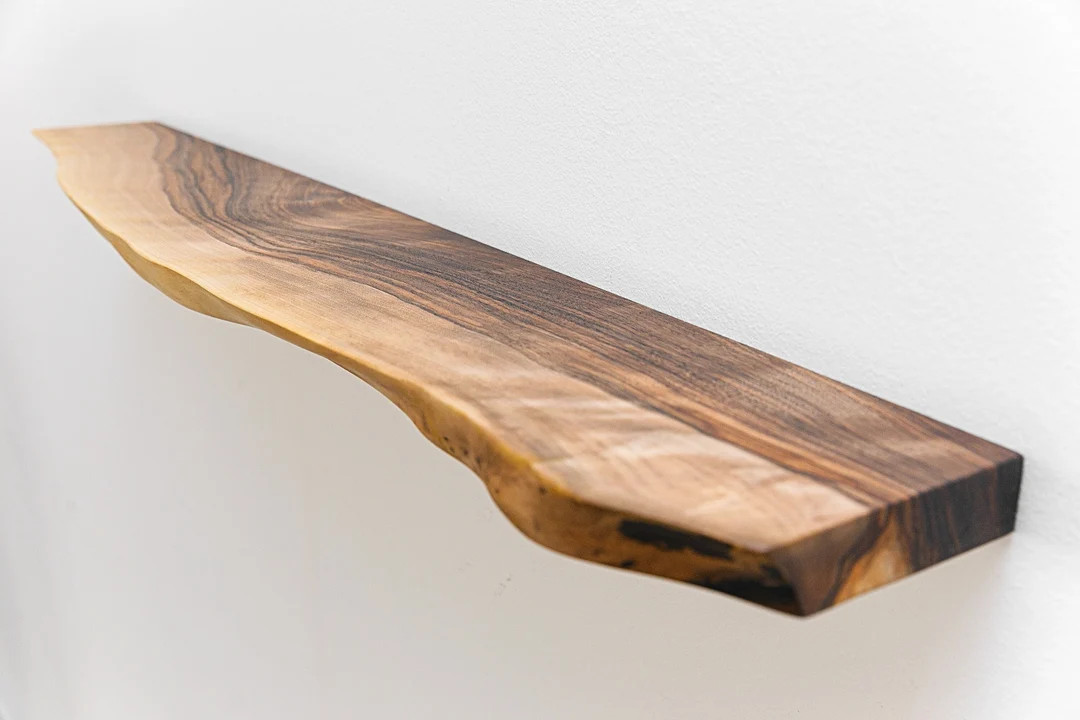 Walnut Floating Shelves, Custom Wood Shelves, Rustic Shelves, Bathroom Shelves with Bracket, Long... | Etsy (US)