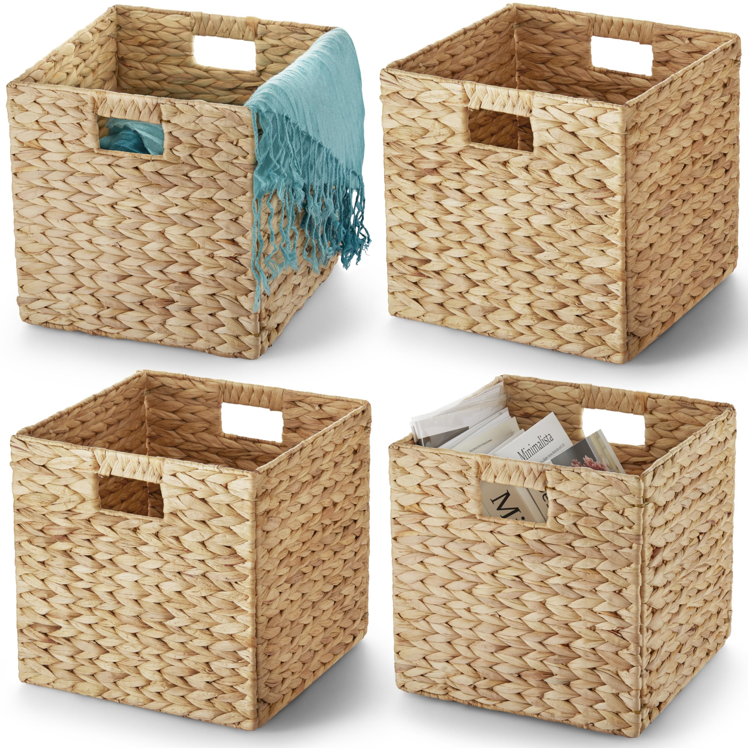 BLUEWEST Water Hyacinth Storage Basket (Set of 4) Woven Hyacinth Storage Basket, Laundry Water Hy... | Amazon (US)