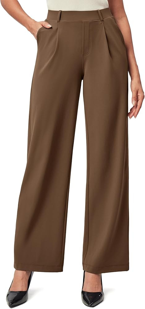IUGA Womens Dress Pants Wide Leg Pull On Stretchy Work Pants Women High Waisted Business Casual T... | Amazon (US)