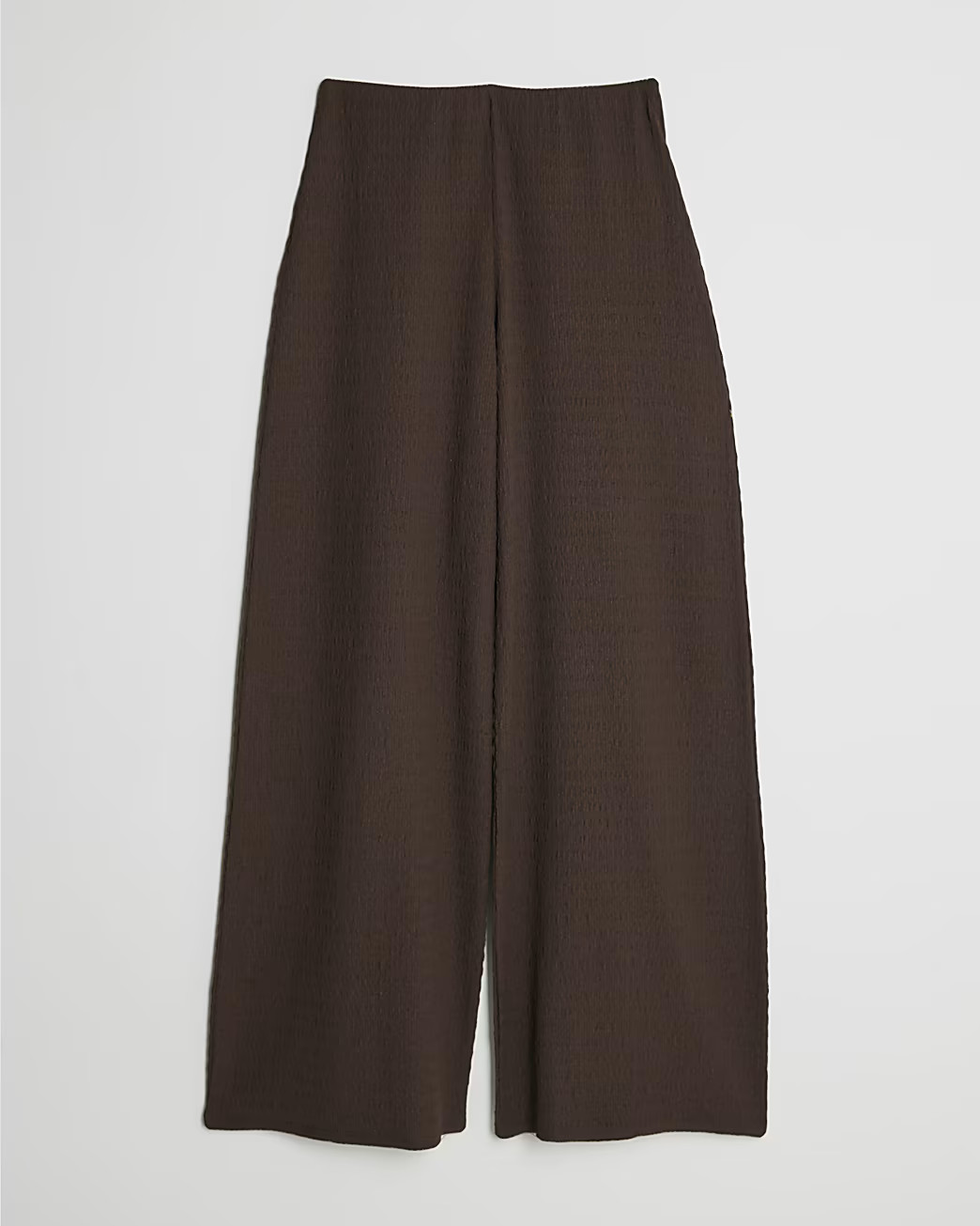 Brown Textured Wide Leg Trousers | River Island UK & IE