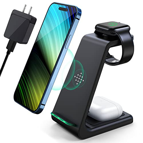 Wireless Charging Station, 3 in 1 Fast Desk Charging Station, Wireless Charger Stand for iPhone 1... | Amazon (US)