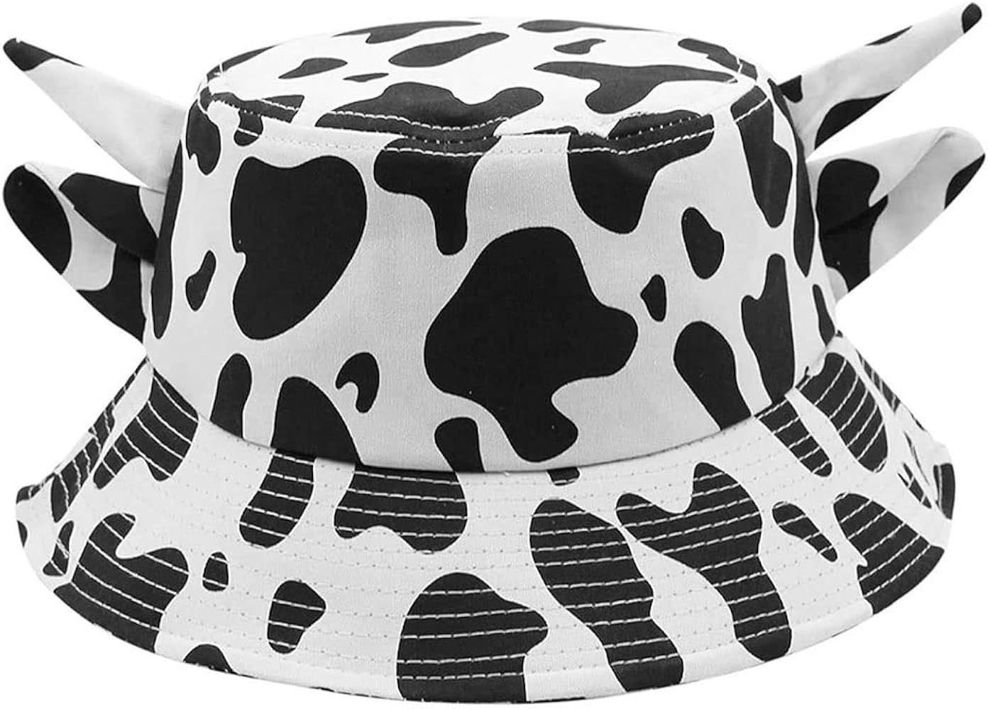 Unisex Cow Bucket Hat with Cute Horn Ears Cow Print Summer Hat Fisherman's Hat | Amazon (US)