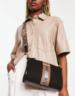 River Island logo cross body bag in black | ASOS (Global)