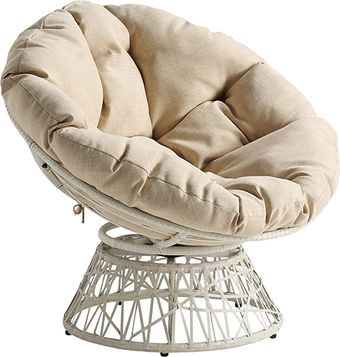 OSP Home Furnishings Wicker Papasan Chair with 360-Degree Swivel, 40” W x 36” D x 35.25” H,... | Amazon (US)