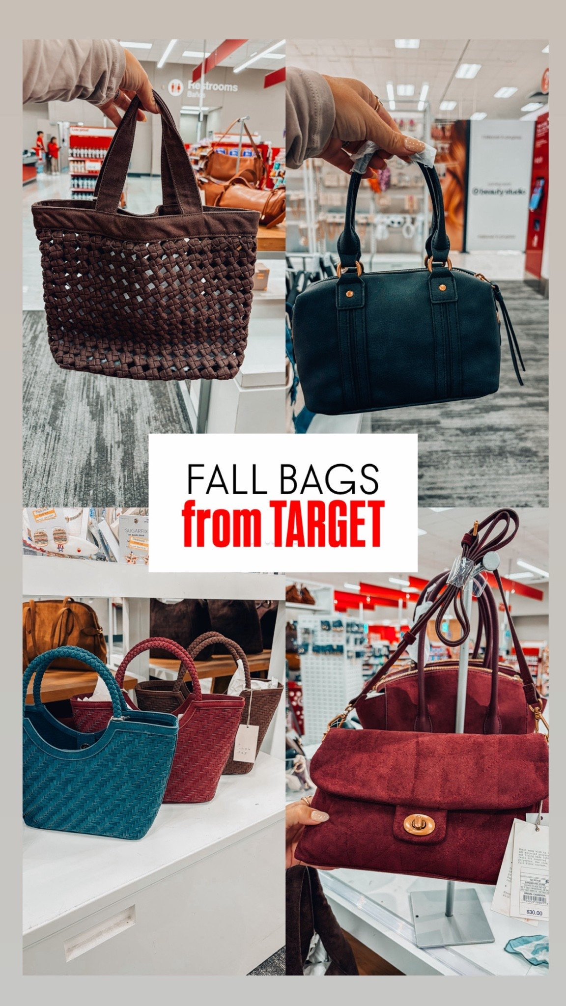 Fall bags from target!! These are so good and absolutely love the colors 🤎🍂👏🏼

#LTKootd #LTKselfcare #LTKSeasonal