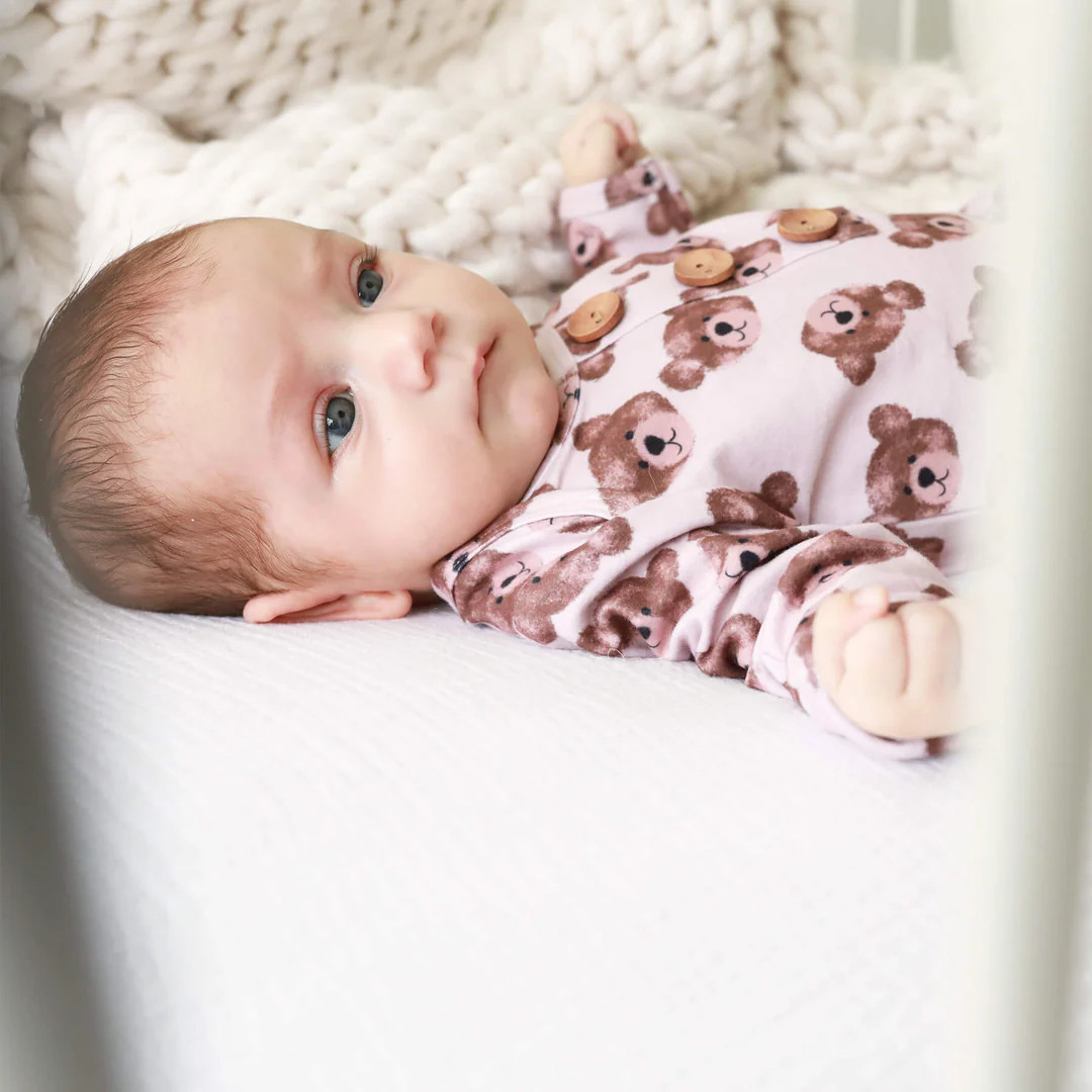 Teddy's Bears Newborn Baby Knot Gown & Hat Set | Caden Lane