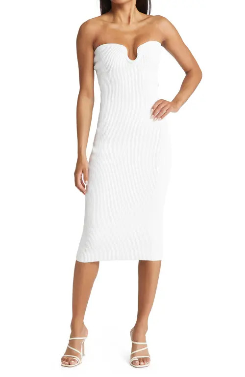 HOUSE OF CB Oriana Strapless Body-Con Dress in White at Nordstrom, Size Medium | Nordstrom