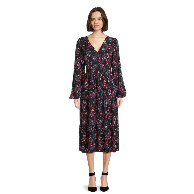 Time and Tru Women's Button Front Dress with Flounce Hem, Sizes XS-XXXL | Walmart (US)