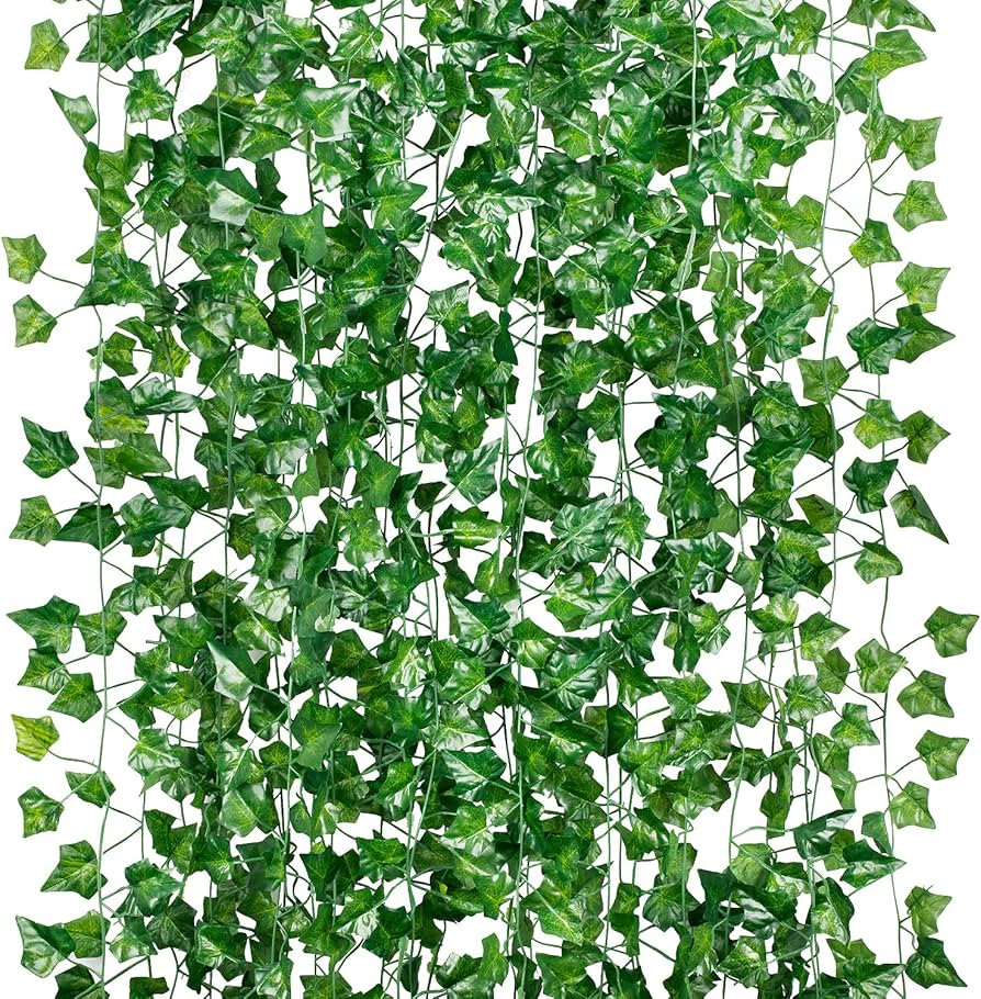 GPARK 84ft 12 Pack / 82 inch, Artificial Ivy Garland Fake Leaf Plants Vine, Hanging Leaves Garlan... | Amazon (US)