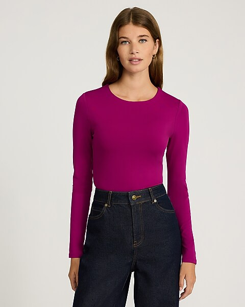 Body Contour High Compression Crew Neck Long Sleeve Bodysuit | Express