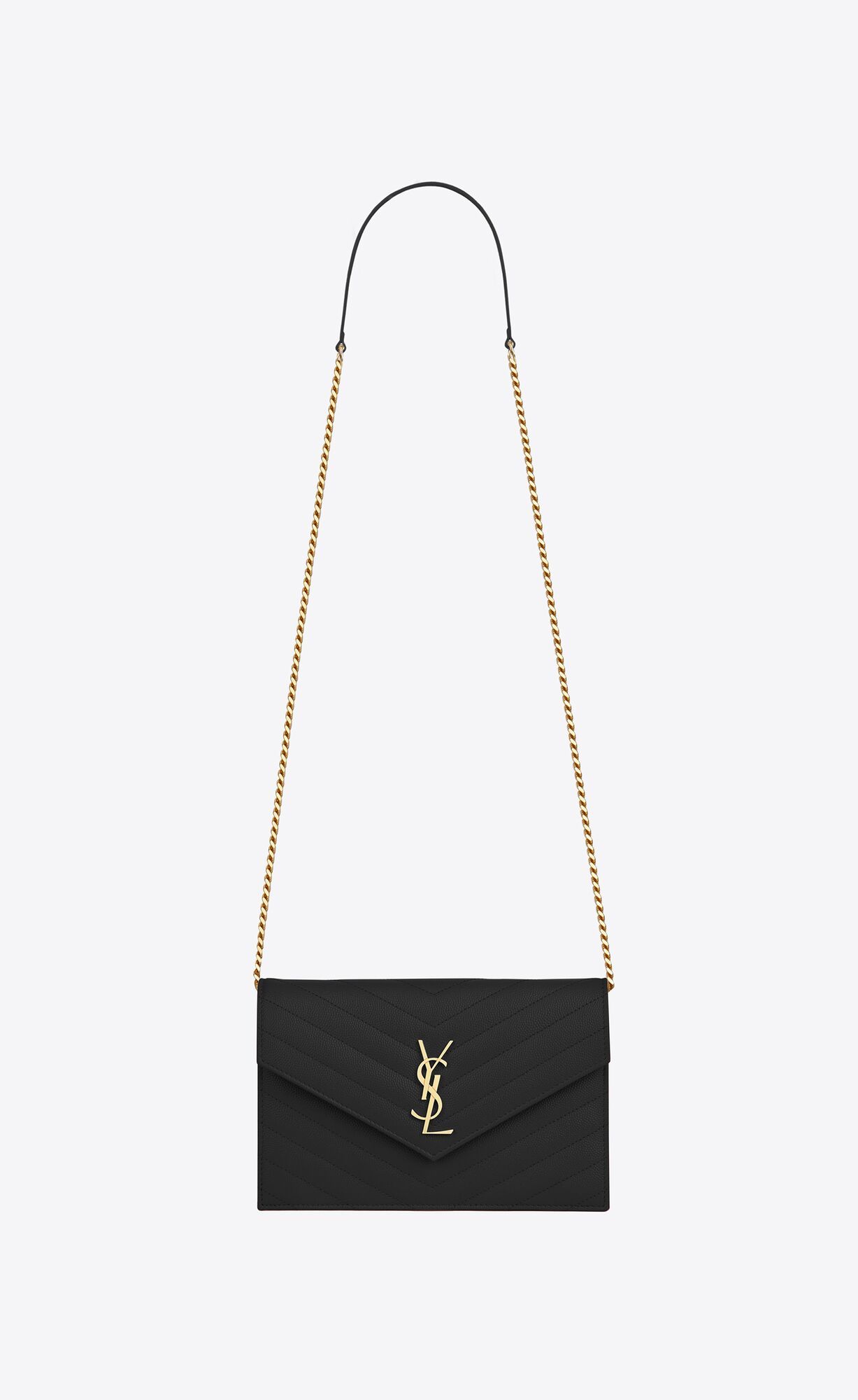 ENVELOPE CHAIN WALLET EN CUIR EMBOSSÉ GRAIN DE POUDRE | Saint Laurent | YSL.com | Saint Laurent Inc. (Global)