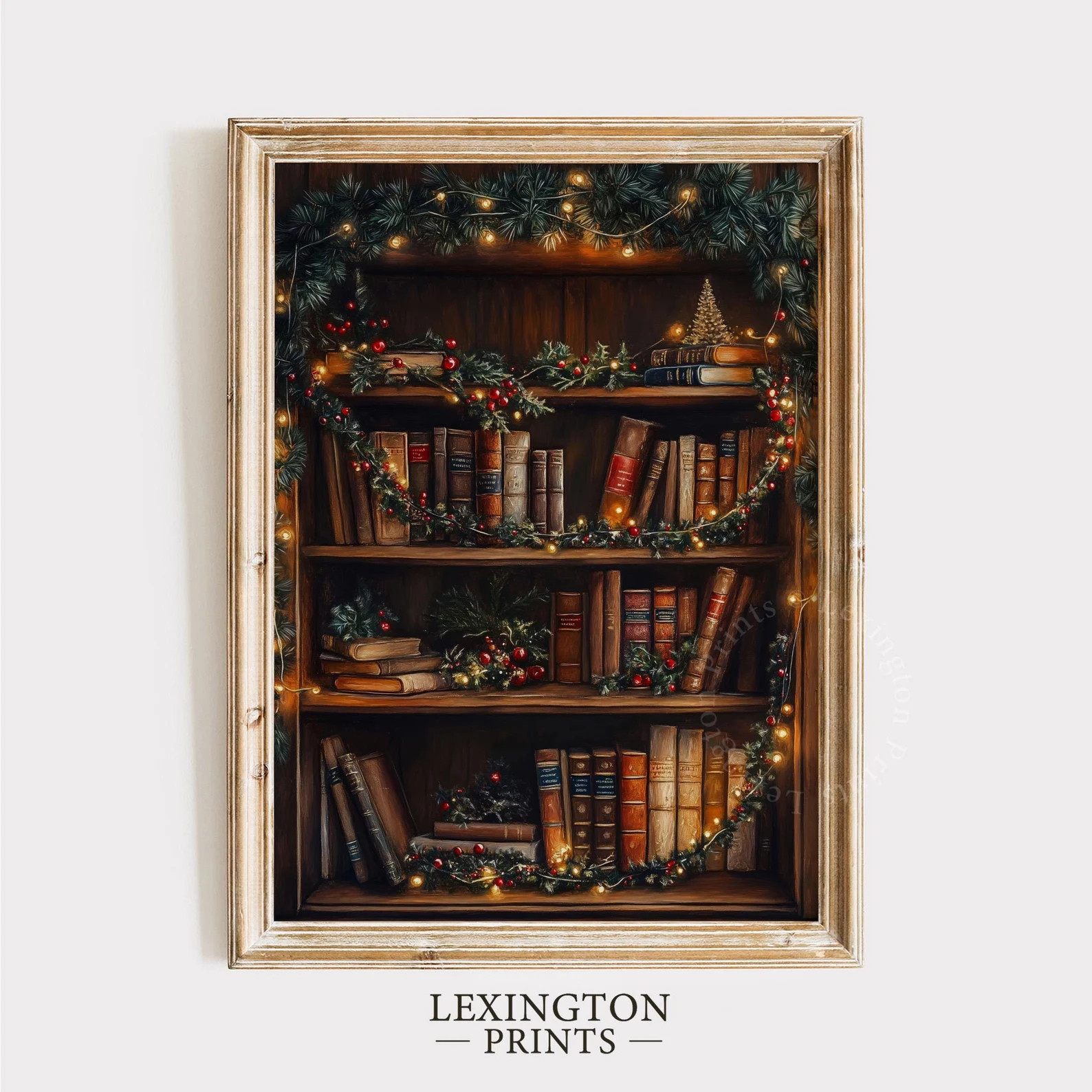Moody Christmas Bookshelf Print, Christmas Printable Wall Art, Dark Academia Decor Library Print ... | Etsy (US)