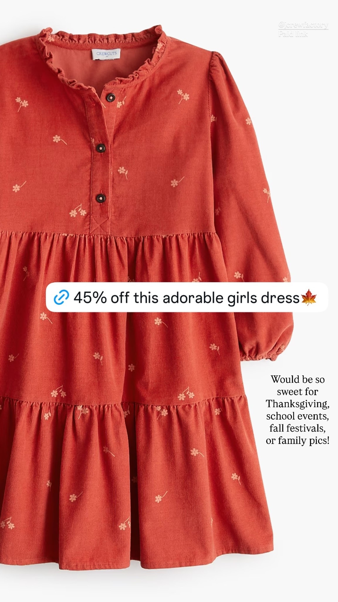 45% off this adorable girls dress🍁

Would be so sweet for Thanksgiving, school events, fall festivals, or family pics! 

Jcrew factory, girls clothing, girls fall dress, affordable kids clothing, classic style 

#LTKKids #LTKFindsUnder50 #LTKSaleAlert